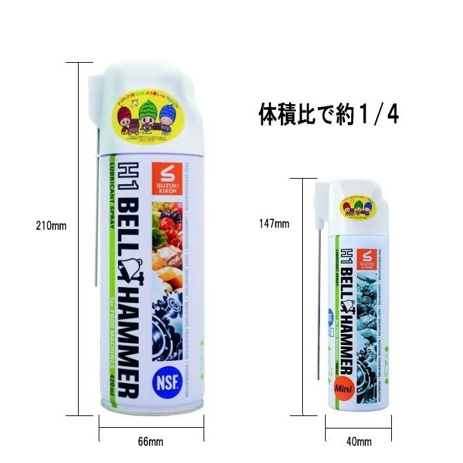 Ｈ1ベルハンマー　100mlミニスプレー　3本セット[食品機械用潤滑剤/食品機械用潤滑油/食品機械用潤滑スプレー/コンベア/チェーン/ギヤ/ベアリング]